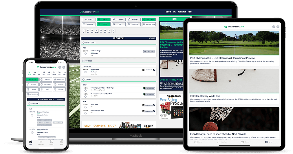 Livesportsontv.com on laptop, tablet, and phone